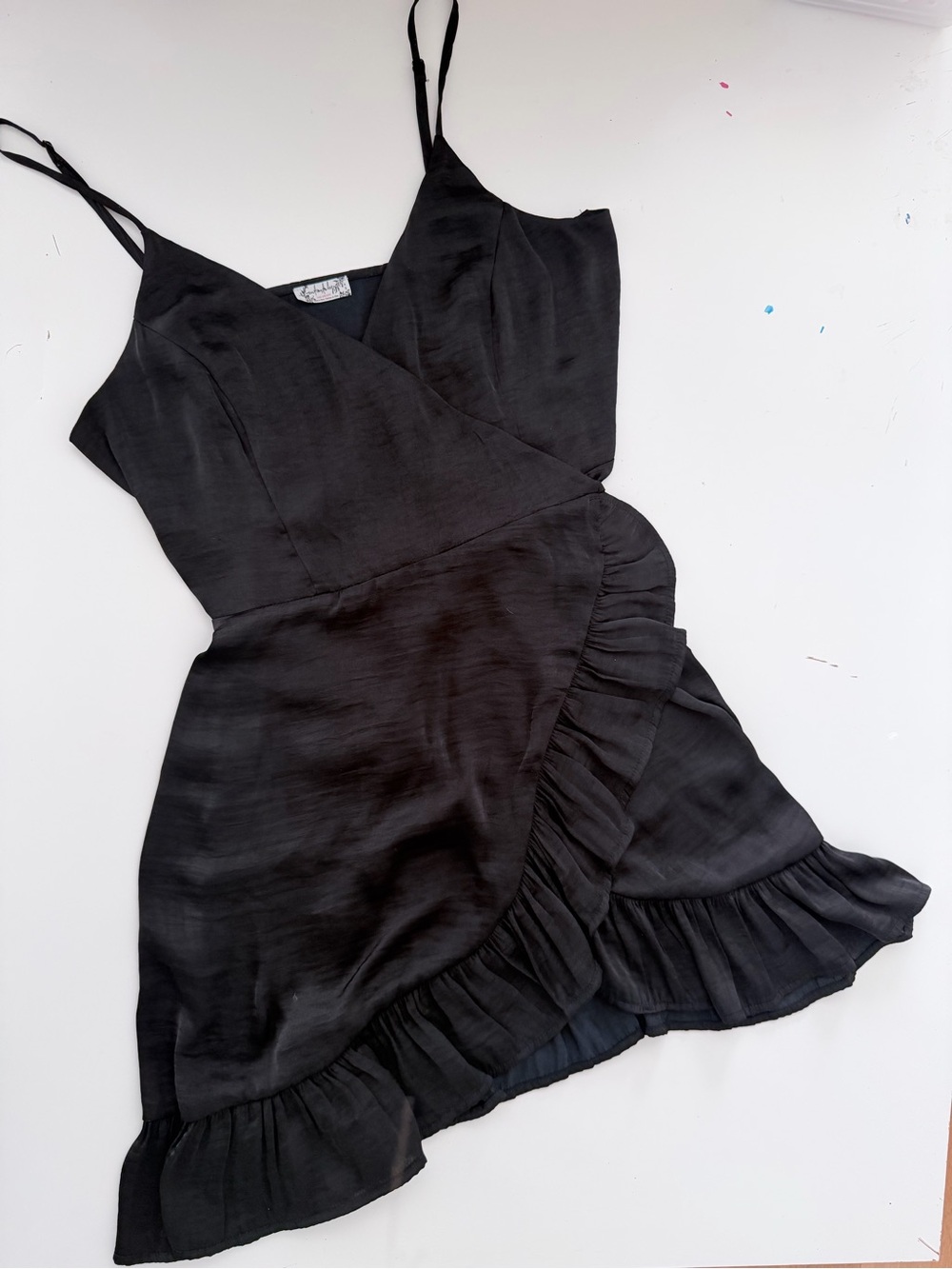 Free People Black Ruffle Wrap Mini Dress